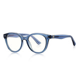Techsuit Anti-Blue Light Glasses Reflex PC (2231), Round, TR90&Metal Frame, AC Lens, Transparent/Albastru