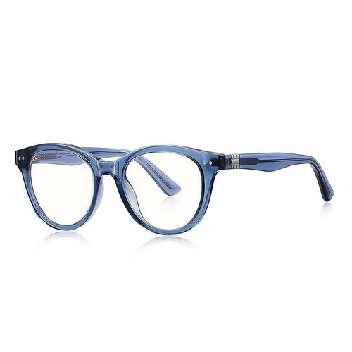 Techsuit Anti-Blue Light Glasses Reflex PC (2231), Round, TR90&Metal Frame, AC Lens, Transparent/Albastru