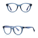 Techsuit Anti-Blue Light Glasses Reflex PC (2231), Round, TR90&Metal Frame, AC Lens, Transparent/Albastru