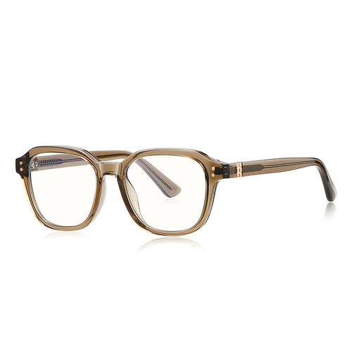 Techsuit Anti-Blue Light Glasses Reflex PC (2227), pentru Men, Round, TR90&Metal Frame, AC Lens, Transparent/Maro