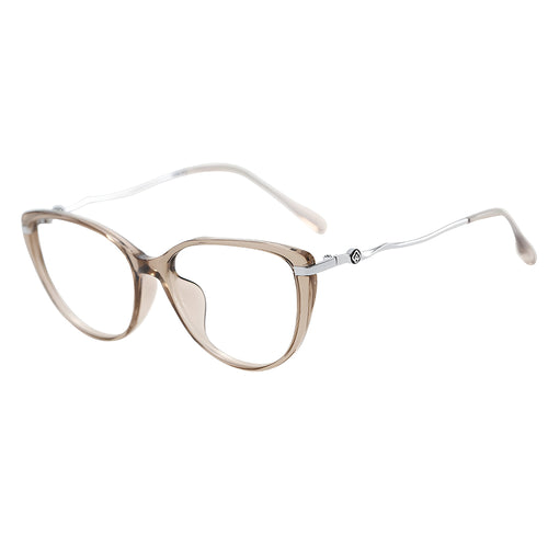 Techsuit Anti-Blue Light Glasses Reflex PC (86162), pentru Women, Round, TR90&Metal Frame, AC Lens, Silver/Beige