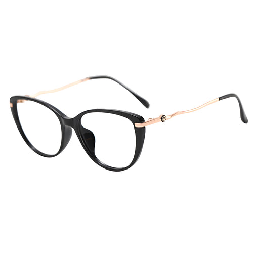 Techsuit Anti-Blue Light Glasses Reflex PC (86162), pentru Women, Round, TR90&Metal Frame, AC Lens, Gold/Negru
