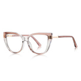 Techsuit Anti-Blue Light Glasses Reflex PC (2259), pentru Women, Oversized, TR90&Metal Frame, AC Lens, Transparent/Warm Rose