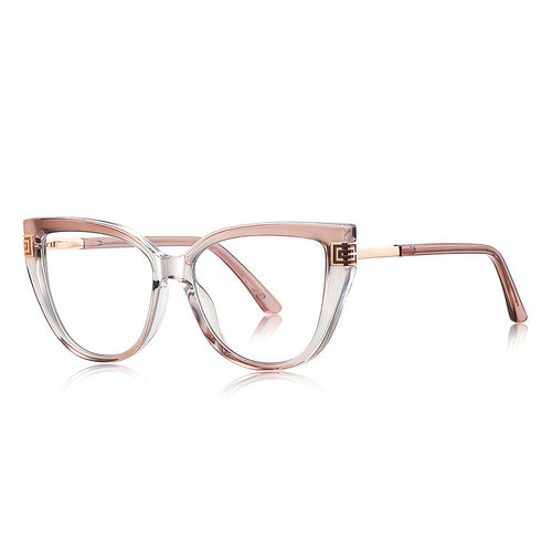 Techsuit Anti-Blue Light Glasses Reflex PC (2259), pentru Women, Oversized, TR90&Metal Frame, AC Lens, Transparent/Warm Rose