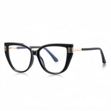 Techsuit Anti-Blue Light Glasses Reflex PC (2259), pentru Women, Oversized, TR90&Metal Frame, AC Lens, Negru