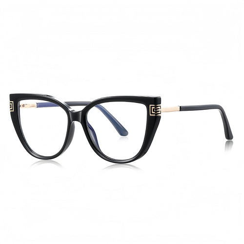 Techsuit Anti-Blue Light Glasses Reflex PC (2259), pentru Women, Oversized, TR90&Metal Frame, AC Lens, Negru