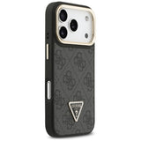 Husa pentru iPhone 17 Pro, Guess Hardcase 4G Logo triunghi MagSafe cu Stand Camera (GUHMP17LPCS4GPTK), negru