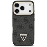 Husa pentru iPhone 17 Pro, Guess Hardcase 4G Logo triunghi MagSafe cu Stand Camera (GUHMP17LPCS4GPTK), negru