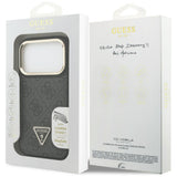 Husa pentru iPhone 17 Pro, Guess Hardcase 4G Logo triunghi MagSafe cu Stand Camera (GUHMP17LPCS4GPTK), negru