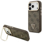 Husa pentru iPhone 17 Pro, Guess Hardcase 4G Logo triunghi MagSafe cu Stand Camera (GUHMP17LPCS4GPTW), maro