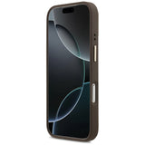 Husa pentru iPhone 17 Pro Max, Guess Hardcase 4G Logo triunghi MagSafe cu Stand Camera (GUHMP17XPCS4GPTW), maro