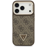 Husa pentru iPhone 17 Pro Max, Guess Hardcase 4G Logo triunghi MagSafe cu Stand Camera (GUHMP17XPCS4GPTW), maro
