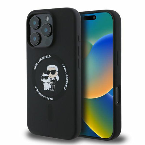 Husa pentru iPhone 16 Pro Max, Karl Lagerfeld Silicone KC Body Ring MagSafe (KLHMP16XSCMKCRHK), negru