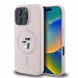 Husa pentru iPhone 16 Pro Max, Karl Lagerfeld Silicone KC Body Ring MagSafe (KLHMP16XSCMKCRHP), roz