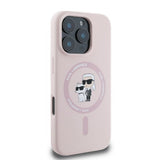 Husa pentru iPhone 16 Pro Max, Karl Lagerfeld Silicone KC Body Ring MagSafe (KLHMP16XSCMKCRHP), roz