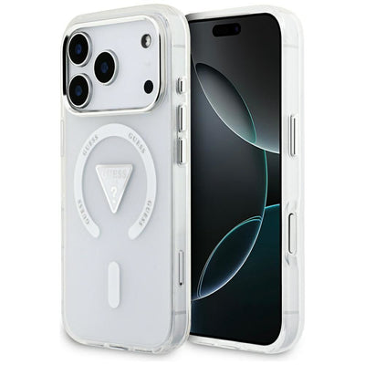 Husa pentru iPhone 17 Pro, Guess IML Gradient Triangle Logo MagSafe (GUHMP17LHGTMLCGT), transparenta