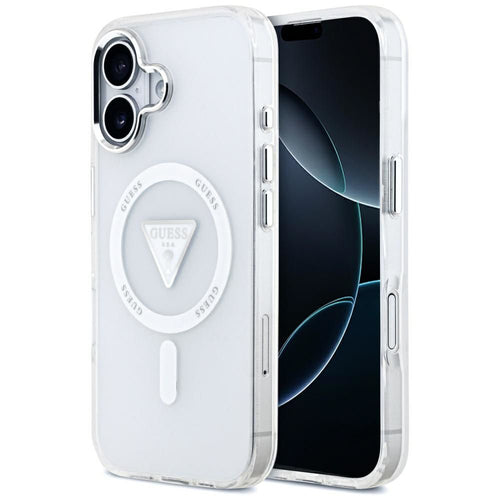 Husa pentru iPhone 17, Guess IML Gradient Triangle Logo MagSafe (GUHMP17SHGTMLCGT), transparenta