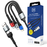 Cablu 3mk de date Hyper N-Series 6in1, USB-C/USB Male, USB-C Female to USB-C, Lightning, Micro, 18W, 9V/2A, 1.2m, negru