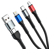 Cablu 3mk de date Hyper N-Series 6in1, USB-C/USB Male, USB-C Female to USB-C, Lightning, Micro, 18W, 9V/2A, 1.2m, negru