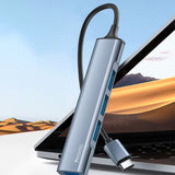 Hub USB Yesido Docking station 4in1 (HB17), Type-C to 1x USB3.0, 3x USB2.0, Plug&Play, 5Gbps, Aliaj aluminiu, gri