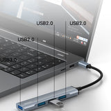 Hub USB Yesido Docking station 4in1 (HB17), Type-C to 1x USB3.0, 3x USB2.0, Plug&Play, 5Gbps, Aliaj aluminiu, gri