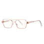 Techsuit Anti-Blue Light Glasses Reflex PC (3161), pentru Women, Rectangle, Metal Frame, AC Lens, Rose Gold/Transparent