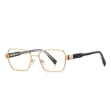Techsuit Anti-Blue Light Glasses Reflex PC (3161), pentru Women, Rectangle, Metal Frame, AC Lens, Gold/Negru