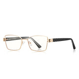 Techsuit Anti-Blue Light Glasses Reflex PC (3171), pentru Women, Rectangle, Metal Frame, AC Lens, Gold/Negru
