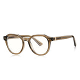 Techsuit Anti-Blue Light Glasses Reflex PC (2228), Round, TR90&Metal Frame, AC Lens, Transparent/Maro
