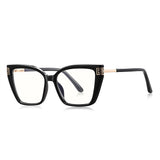 Techsuit Anti-Blue Light Glasses Reflex PC (2260), pentru Women, Oversize, TR90&Metal Frame, AC Lens, Black/Auriu