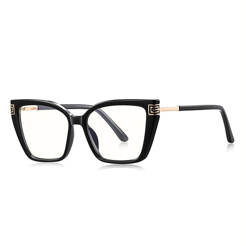 Techsuit Anti-Blue Light Glasses Reflex PC (2260), pentru Women, Oversize, TR90&Metal Frame, AC Lens, Black/Auriu