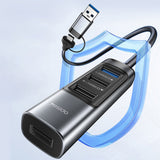 Hub USB Yesido 5in1 (HB20), USB, Type-C to 4x USB, USB-C, PD100W, Incarcare rapida, Plug & Play, 5Gbps, gri
