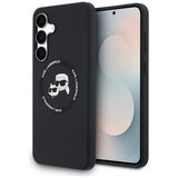 Husa pentru Samsung Galaxy S25 FE, Karl Lagerfeld Silicone KC Heads MagSafe (KLHMS25FESKCHTCK), negru
