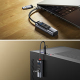 Hub USB Yesido 4in1 (HB19), USB, Type-C to 3x USB, USB-C, Incarcare rapida, Plug & Play, 5Gbps, gri