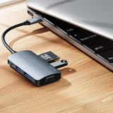 Hub USB Yesido Docking station 7in1 (HB16), Type-C to 1x USB3.0, 2x USB2.0, TF/SD Card, 1x VGA, 1x Type-C, 5Gbps, PD100W, gri