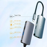 Hub USB Yesido Docking station (HB15), Type-C to 2x USB, USB-C, SD/TF Card, RJ45, 1000Mbps, Plug & Play, gri