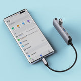 Hub USB Yesido Docking station (HB15), Type-C to 2x USB, USB-C, SD/TF Card, RJ45, 1000Mbps, Plug & Play, gri