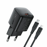 Incarcator retea Acefast (A118), GaN Technology, Incarcare rapida, PD30W, Mini Design, cu Type-C to Lightning Cable, 1.2m, negru