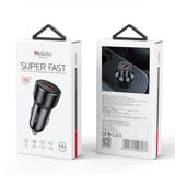 Incarcator auto Yesido Incarcator auto (Y64), Dual port USB-A + Type-C, 50W, Multi Protection, Incarcare rapida, negru
