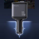 Incarcator auto Yesido 4in1 Incarcator auto (Y63), cu 2x Retractabil Cable, LED Ambient Light, Incarcare rapida, 117W, gri