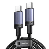 Cablu UGREEN de date L532 (65909), Type-C to Type-C, Incarcare rapida, 240W, 5A, 480Mbps, E-Marker Chip, Nylon Braided, 3m, gri