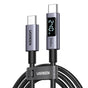 Cablu UGREEN de date (65866), Type-C to Type-C, Incarcare rapida, Afisaj LED, 240W, 48V/5A, 480Mbps, Nylon Braided, 1m, gri