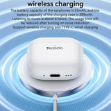Casti wireless Yesido (TWS32), cu ANC, Microfon, Bluetooth 5.4, Semi-Design in-ear, 300mAh, alb