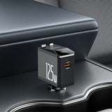 Incarcator auto Yesido 4in1 Incarcator auto (Y71), cu Type-C Retractabil Cable + Lightning Adapter, Dual Port USB-A + Type-C, 125W, Afisaj LED, negru