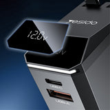 Incarcator auto Yesido 4in1 Incarcator auto (Y71), cu Type-C Retractabil Cable + Lightning Adapter, Dual Port USB-A + Type-C, 125W, Afisaj LED, negru