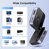 Adaptor UGREEN Adapter (65878), Switch Type-C, DP to Type-C, DP, UHD 4K@240Hz, 3D HDR, Plug&play, Stable Transmission