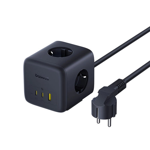 Baseus Extension Cord Enerfill FA11 (E00082100123-00), 3 X EU Socket, USB, Type-C, 67W, 1.5m, Negru