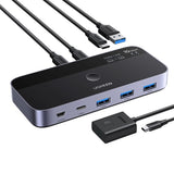 Adaptor UGREEN Adapter CM691 (45784), Sharing Switch 2xUSB-C & Mini USB Input, 3xUSB & USB-C Output, 10Gbps, Plug&play