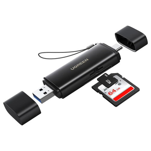 Cititor de carduri UGREEN Card Reader CM803 (65024), Type-C, USB to SD, TF Card, Dual Connector, 312MB/s, Plug&Play, negru