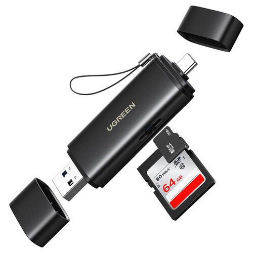 Cititor de carduri UGREEN Card Reader CM803 (65024), Type-C, USB to SD, TF Card, Dual Connector, 312MB/s, Plug&Play, negru